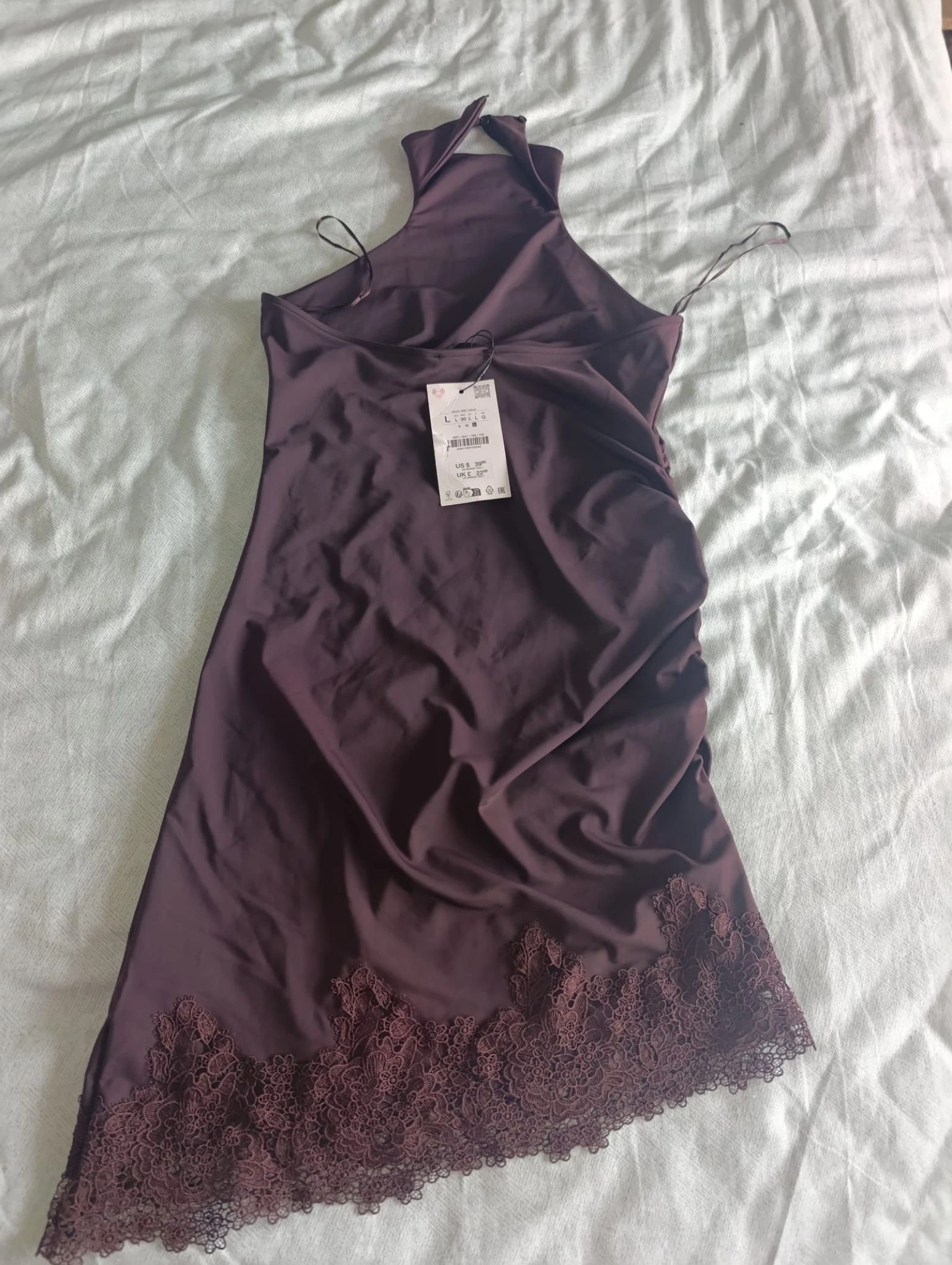 Sexy chocolate tie-neck Zara dress size L – photo 12